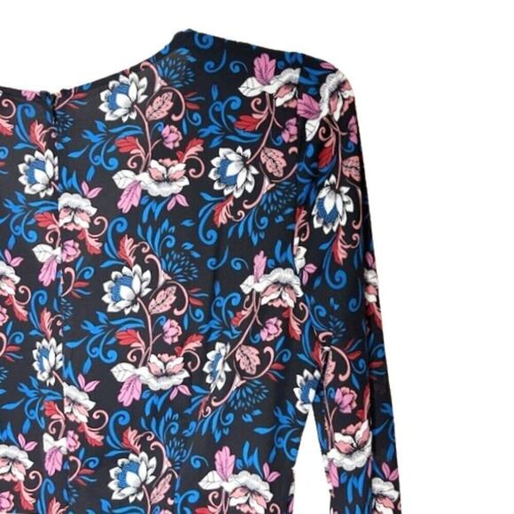 v neck floral romper long bell sleeves peek a boo lace detail boho size large - Picture 4 of 9